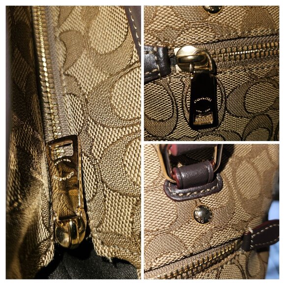 Coach Outline Signature Canvas Leather Tote Zip Shoulder Bag #F58282 - Picture 13 of 13